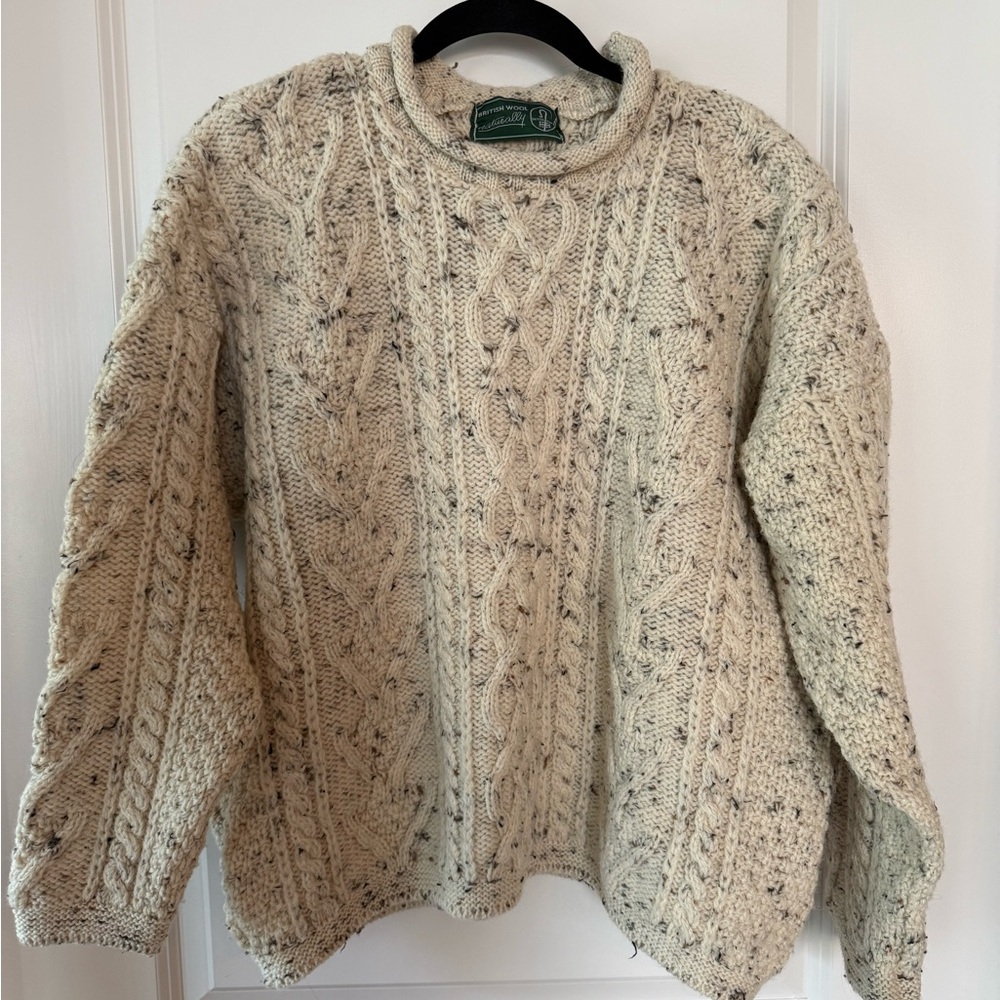 Cream Cable Knit British Wool Sweater